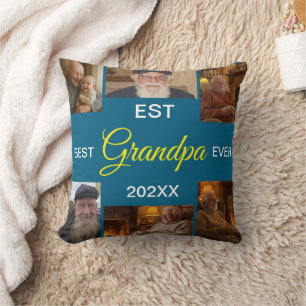 Best Grandpa Ever Photo Collage Cushion