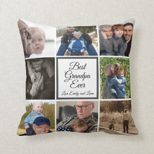 Best grandpa ever photo collage custom text   cushion