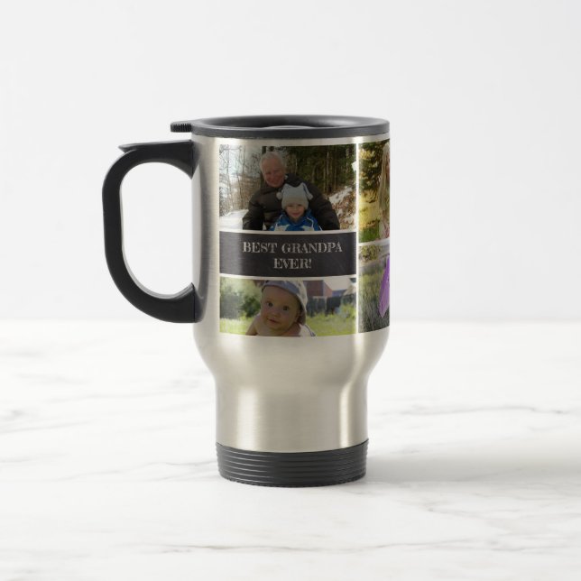 Best Grandpa Ever Photo Collage Custom Travel Mug (Left)