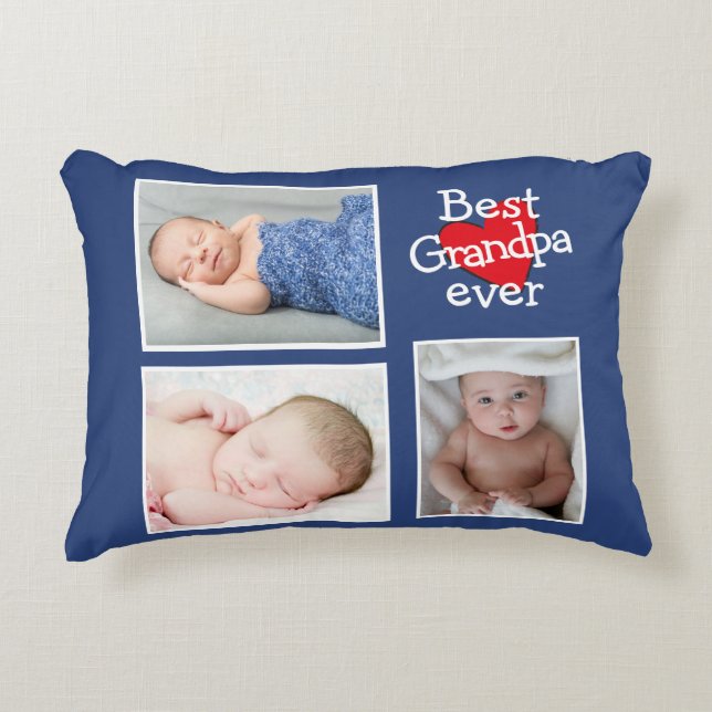 Best Grandpa Ever Photo Collage Decorative Cushion (Front)