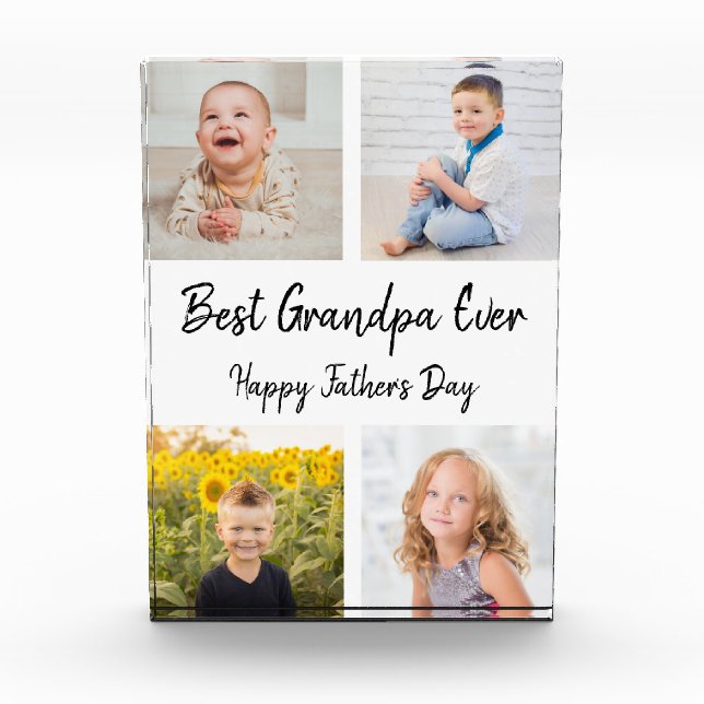 Best Grandpa Ever Photo Collage Father's Day Block (Front)
