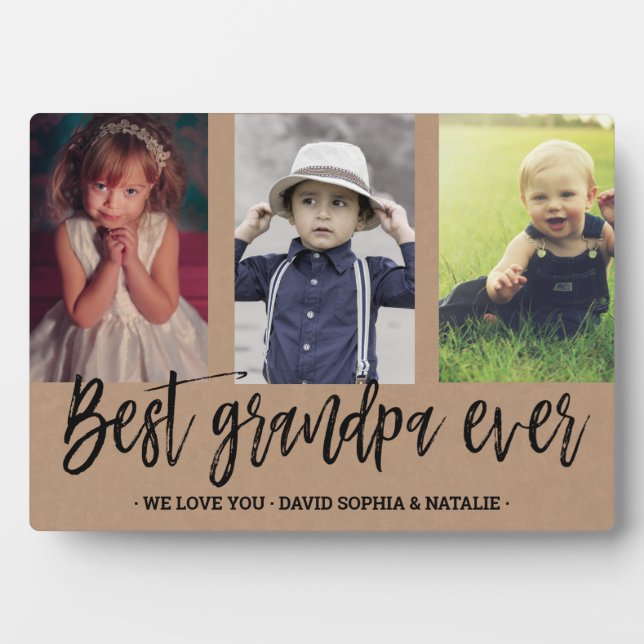 Best Grandpa Ever Photo Collage Grandfather gift Plaque (Front)