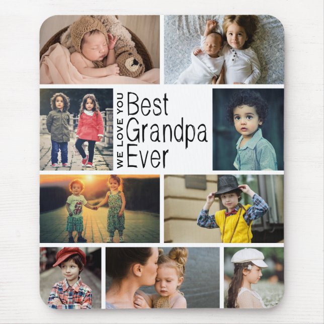 Best Grandpa Ever Photo Collage Mouse Mat (Front)