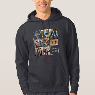 Best grandpa ever photo collage text dark grey hoodie