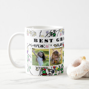 Best Grandpa ever photo collage watercolor leaves Coffee Mug