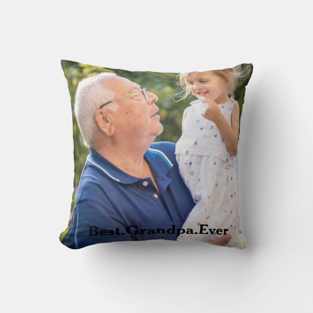 Best Grandpa Ever Photo Double Sided Personalised Cushion (Front)