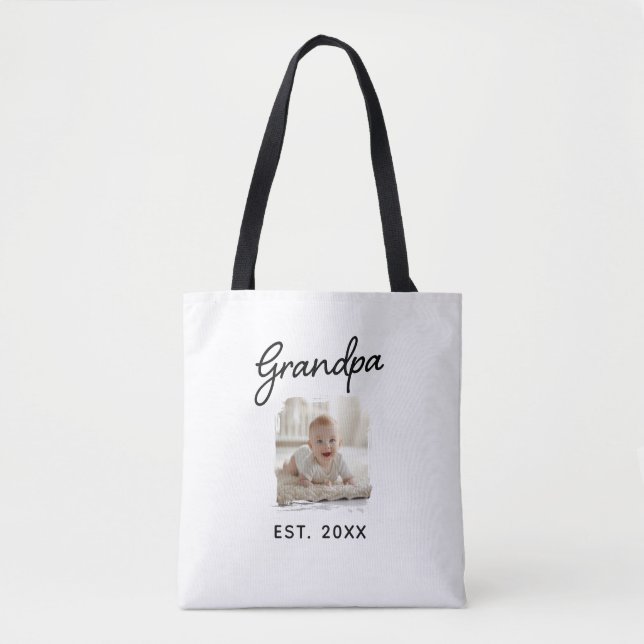 Best Grandpa Ever Photo Est. Year  Tote Bag (Front)