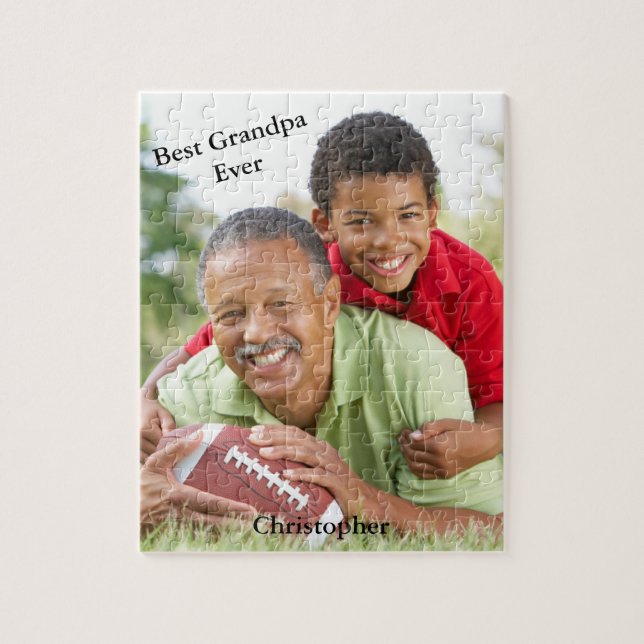 Best Grandpa Ever Photo Name Jigsaw Puzzle (Vertical)