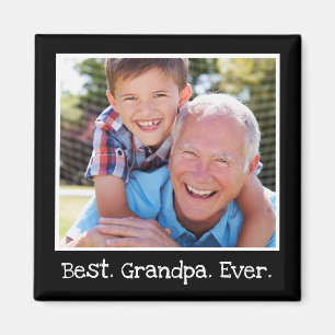 Best Grandpa Ever Photo Personalised Black Magnet