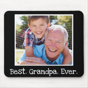 Best Grandpa Ever Photo Personalised Black Mouse Mat