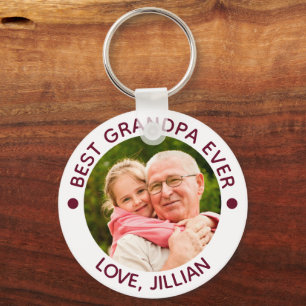 BEST GRANDPA EVER Photo Personalised Maroon Key Ring