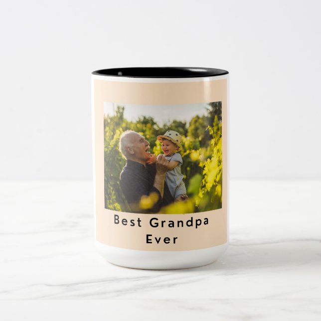 Best Grandpa Ever photo Two Tone coffee Mug (Center)
