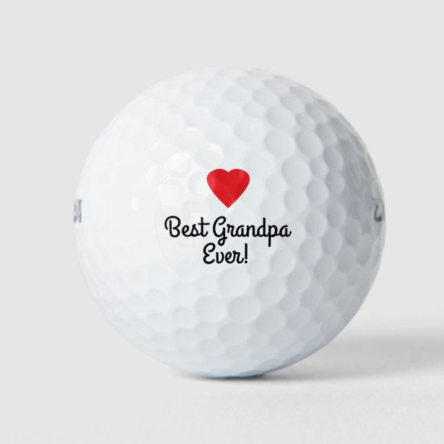 Best Grandpa Ever Red Heart Golf Balls (Front)