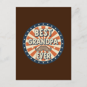 Best grandpa ever retro badge postcard