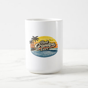 Best Grandpa Ever Retro Sunset Design Coffee Mug