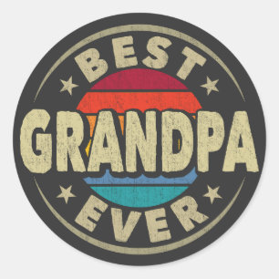 Best Grandpa Ever Retro Vintage Grandfather Gift Classic Round Sticker