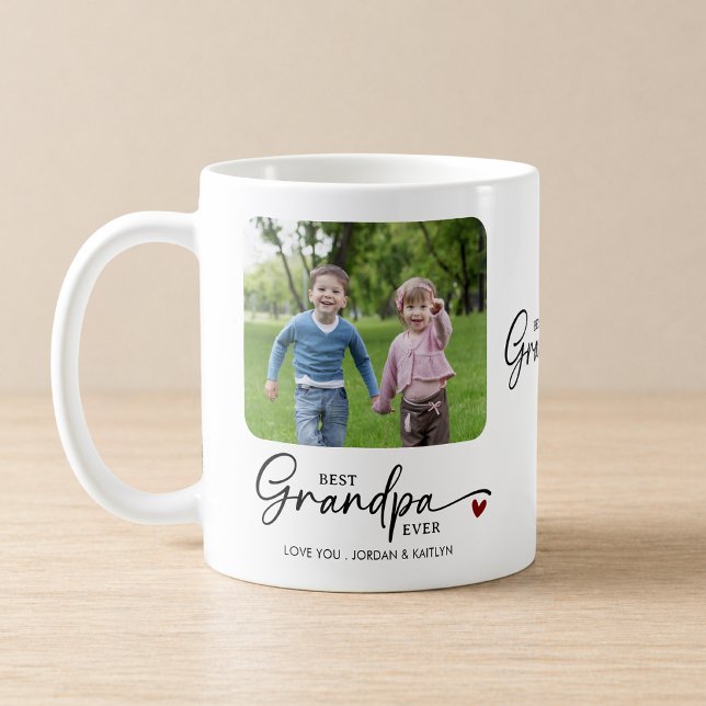 Best Grandpa Ever Script 1 or 2 Photos Coffee Mug (Creator Uploaded)