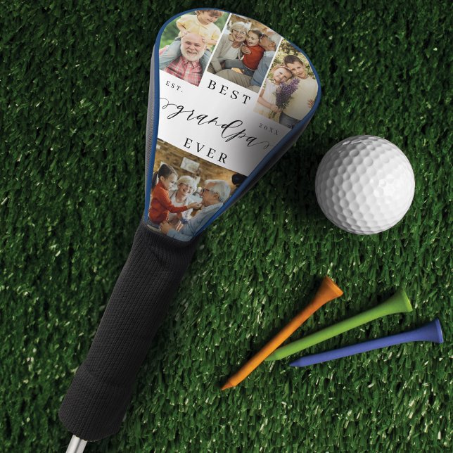 Best Grandpa Ever Script Fathers Day Photo Collage Golf Head Cover (Best Grandpa Ever Script Fathers Day Photo Collage Golf Head Cover)
