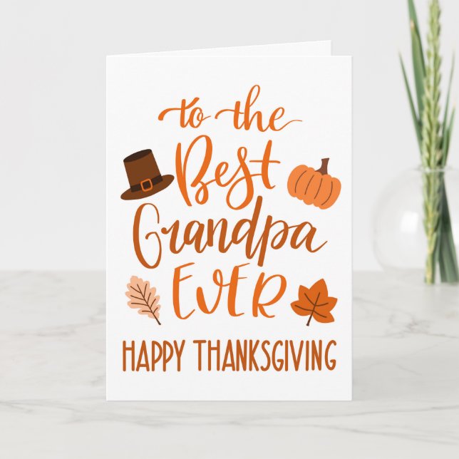 Best Grandpa Ever Thanksgiving Day in Orange Card (Front)