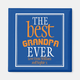 Best Grandpa Ever Typography Blue Magnet