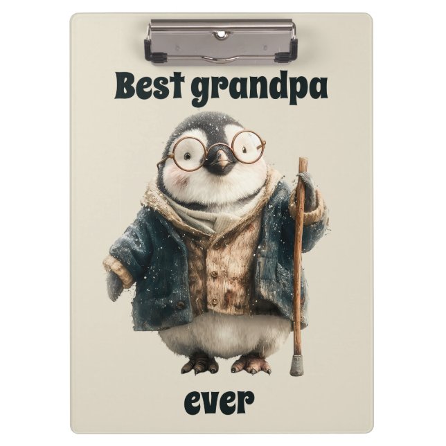 Best Grandpa Ever Winter Penguin Clipboard (Front)