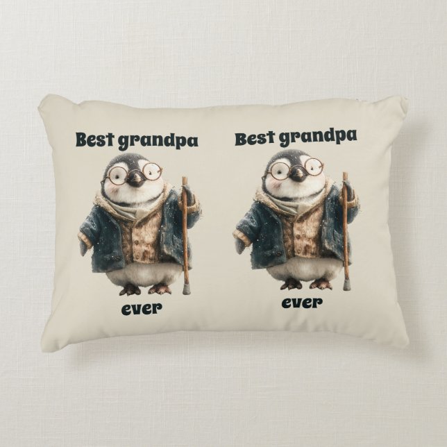 Best Grandpa Ever Winter Penguin Decorative Cushion (Front)