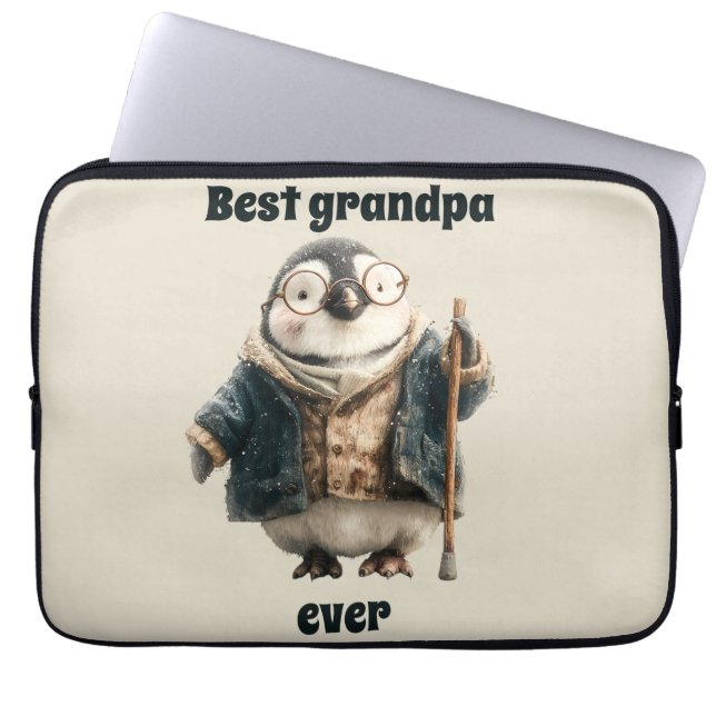 Best Grandpa Ever Winter Penguin Laptop Sleeve (Front)