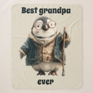Best Grandpa Ever Winter Penguin Sherpa Blanket