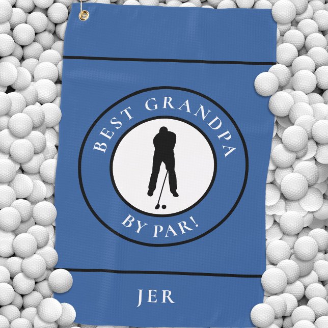Best Grandpa Golfer Monogrammed Sports Blue Black Golf Towel (Best Grandpa Golfer Monogrammed Sports Blue Black Golf Towel)