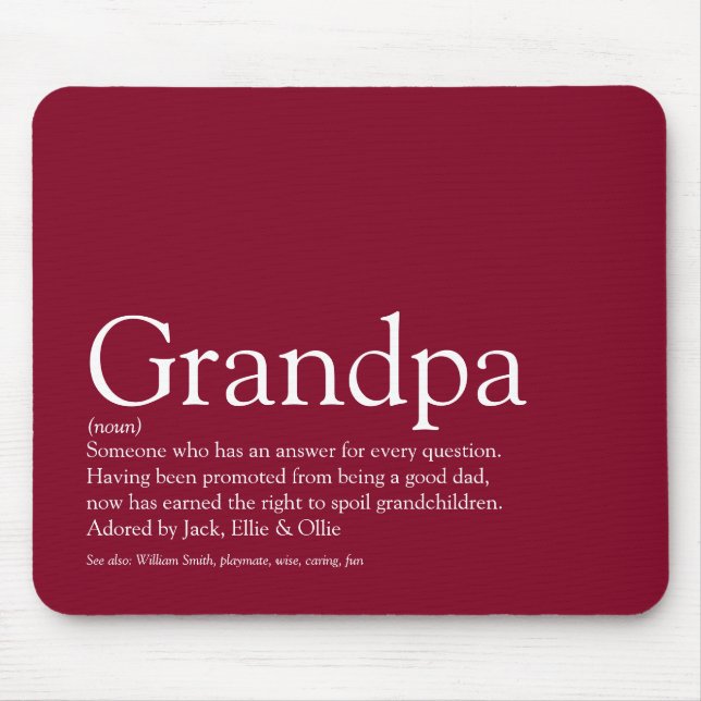 Best Grandpa Grandad Papa Ever Definition Burgundy Mouse Mat (Front)