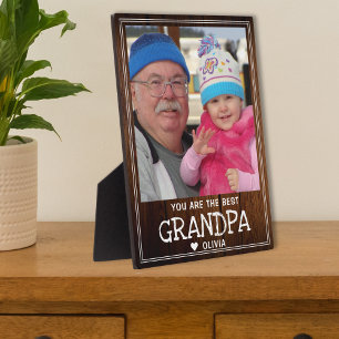 Best Grandpa Grandchild Photo Rustic Wood Plaque