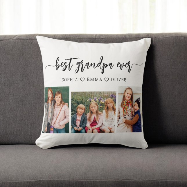 Best Grandpa Grandchildren Photo Collage Cushion (Creator Uploaded)