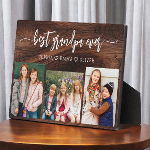 Best Grandpa Grandchildren Wood Photo Collage Plaque