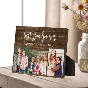 Best Grandpa Grandchildren Wood Photo Collage Plaque