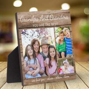 Best Grandpa & Grandma Grandchildren 3 Photo Wood Plaque