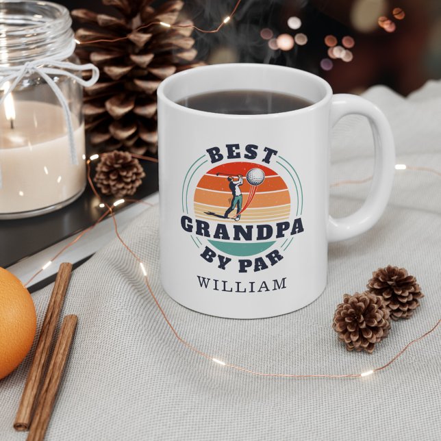Best Grandpa Grandparents Day Retro Personalised Coffee Mug (Best Grandpa by Par Cute Grandparents Day White 11oz Coffee Mug)