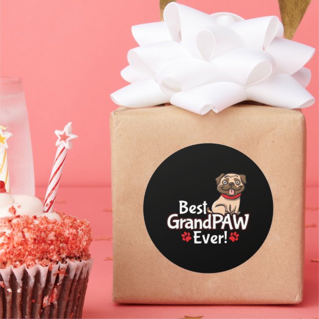 Best Grandpa GrandPAW Ever Classic Round Sticker (Party)