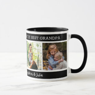 Best Grandpa Happy Father's Day 4 Photo Black Mug