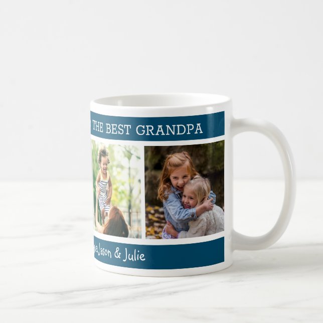 Best Grandpa Happy Father's Day 4 Photo Collage  Coffee Mug (Right)
