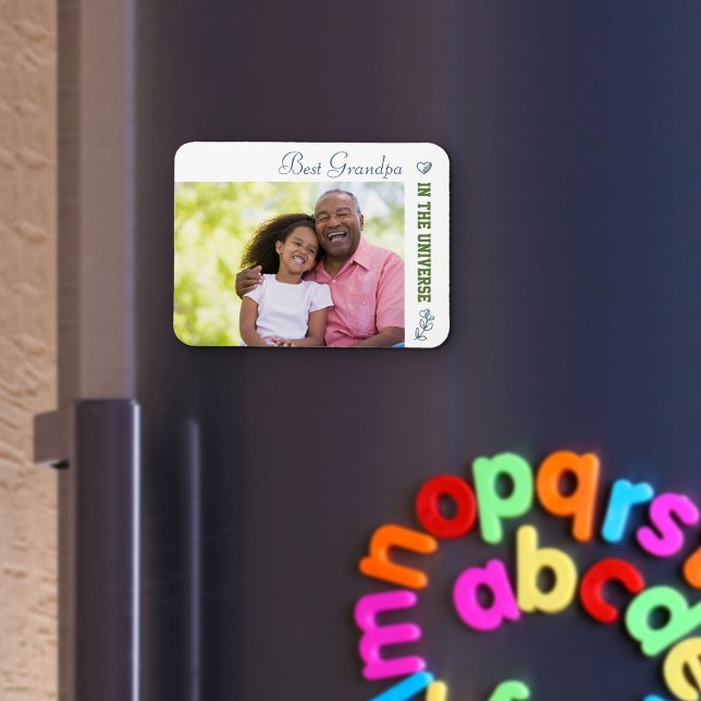 Best Grandpa in the Universe - Blue & Green Photo Magnet (Creator Uploaded)