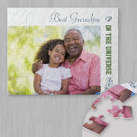 Best Grandpa in the Universe - Custom Photo Jigsaw Puzzle<br><div class="desc">Personalise this simple and modern jigsaw puzzle for your grandad (grandpa, papa etc). The template is set up ready for you to add your own photo and edit the sample wording if you wish. Sample text currently reads "Best Grandpa in the universe". The design has a trendy colour palette of...</div>