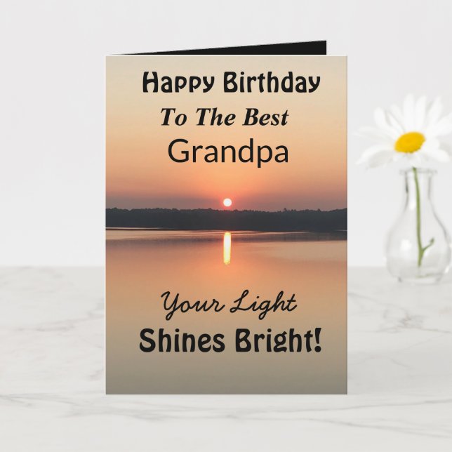 Best Grandpa Light Shines Bright Birthday Card (Small Plant)