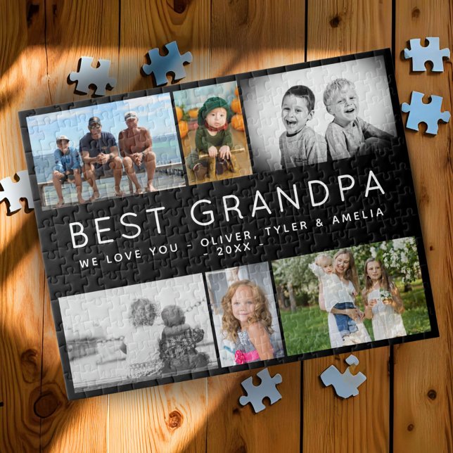 Best Grandpa Modern 6 Photo Collage Father`s Day Jigsaw Puzzle (Creator Uploaded)