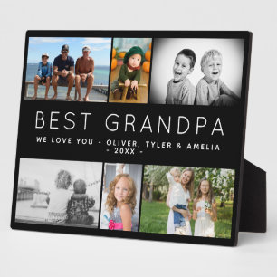 Best Grandpa Modern 6 Photo Collage Father`s Day Plaque