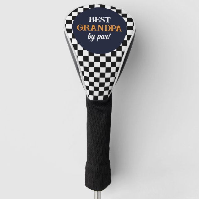 Best Grandpa Modern Black and White Check Golf Head Cover (Front)