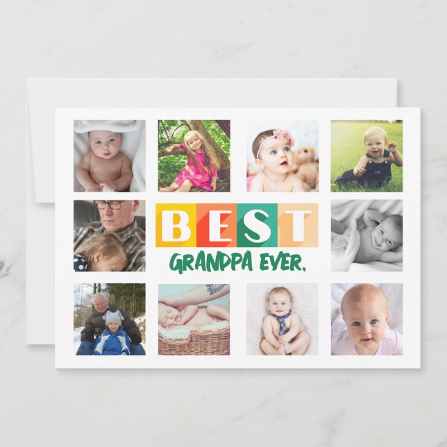 BEST GRANDPA Photo Collage Custom Personalised Holiday Card (Front)