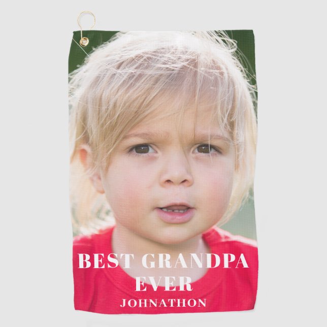 Best Grandpa Photo  Golf Towel (Front)