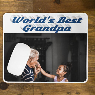 Best Grandpa photo sea blue text Mouse Mat