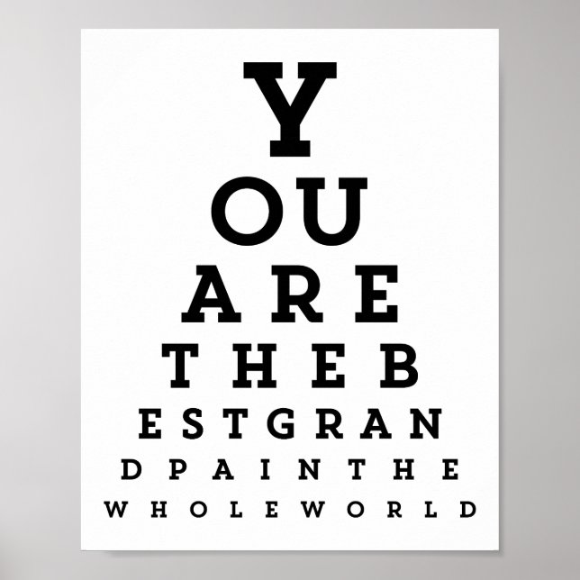 Best Grandpa Typography | Snellen Chart Poster (Front)