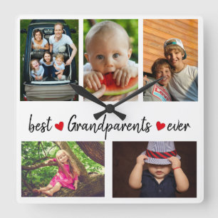 Best Grandparents Ever 5 Photo  Square Wall Clock
